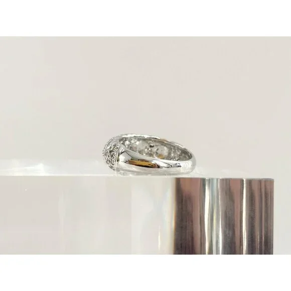 SOLD Domed Sterling Silver Pave Set Vintage Multi Gemstone Cluster Ring - sz 7 - Picture 5 of 10